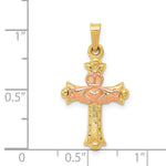 Load image into Gallery viewer, 14K Two-tone Gold Claddagh Cross Pendant 28mm length