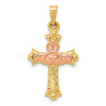 Load image into Gallery viewer, 14K Two-tone Gold Claddagh Cross Pendant 28mm length