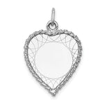 Load image into Gallery viewer, 14K White Gold Etched Design .013 Gauge Engravable Heart 22x19mm Charm