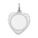 Load image into Gallery viewer, 14K White Gold Etched Design .013 Gauge Engravable Heart 16mm Charm