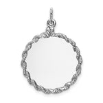 Load image into Gallery viewer, 14K White Gold .013 Gauge Round Engravable22mm Disc with Rope Charm