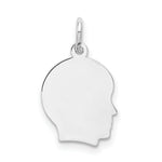 Load image into Gallery viewer, 14K White Gold Plain Small Facing Right Engravable Boy Charm 20mm length