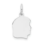 Load image into Gallery viewer, 14K White Gold Plain Small Facing Right Engravable Girl Charm 20mm length