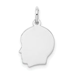 Load image into Gallery viewer, 14K White Gold Plain Small Facing Left Engravable Boy Charm 20mm length
