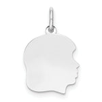 Load image into Gallery viewer, 14K White Gold Plain Medium Facing Right Engravable Girl Charm 24mm length