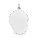 Load image into Gallery viewer, 14K White Gold Plain Medium Facing Right Engravable Boy Charm 29mm length