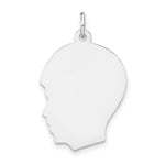 Load image into Gallery viewer, 14K White Gold Plain Medium Facing Left Engravable Boy Charm 29mm length