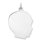 Load image into Gallery viewer, 14K White Gold Plain Large Facing Right Engravable Boy Charm 31mm length
