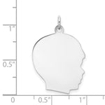 Load image into Gallery viewer, 14K White Gold Plain Large Facing Right Engravable Boy Charm 31mm length