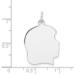 Load image into Gallery viewer, 14K White Gold Plain Large Facing Right Engravable Girl Charm 31mm length
