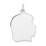 Load image into Gallery viewer, 14K White Gold Plain Large Facing Right Engravable Girl Charm 31mm length