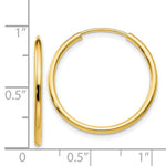 Load image into Gallery viewer, 14K Yellow Gold 1.5mm Polished Round Endless Hoop Earrings 1.5mm width