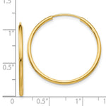 Load image into Gallery viewer, 14K Yellow Gold 1.5mm Polished Round Endless Hoop Earrings 1.5mm width