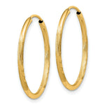 Load image into Gallery viewer, 14K Yellow Gold 1.5mm Satin Diamond-cut Endless Hoop Earrings 1.5mm width