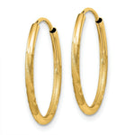 Load image into Gallery viewer, 14K Yellow Gold 1.5mm Satin Diamond-cut Endless Hoop Earrings 1.5mm width