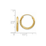 Load image into Gallery viewer, 14K Yellow Gold 2mm Satin Diamond-cut Endless Hoop Earrings 2mm width