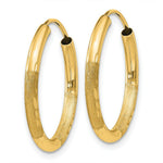 Load image into Gallery viewer, 14K Yellow Gold 2mm Satin Diamond-cut Endless Hoop Earrings 2mm width