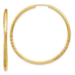 Load image into Gallery viewer, 14K Yellow Gold 2mm Satin Diamond-cut Endless Hoop Earrings 2mm width