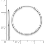 Load image into Gallery viewer, 14K White Gold 1.5mm Polished Endless Hoop Earrings 1.5mm width