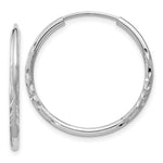 Load image into Gallery viewer, 14K White Gold 1.5mm Diamond-cut Endless Hoop Earrings 2mm width
