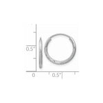Load image into Gallery viewer, 14K White Gold 1.5mm Diamond-cut Endless Hoop Earrings 2mm width