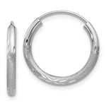 Load image into Gallery viewer, 14K White Gold 2mm Diamond-cut Endless Hoop Earrings 2mm width