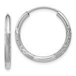 Load image into Gallery viewer, 14K White Gold 2mm Diamond-cut Endless Hoop Earrings 2mm width