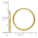 Load image into Gallery viewer, 14K Yellow Gold 1.25mm Endless Hoop Earring 1.25mm width