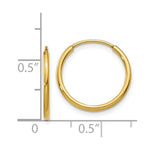 Load image into Gallery viewer, 14K Yellow Gold 1.25mm Endless Hoop Earring 1.25mm width