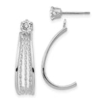 Load image into Gallery viewer, 14K White Gold J Hoop Polished w/CZ Stud Earrings