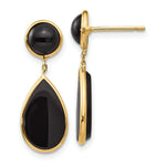 Load image into Gallery viewer, 14K Yellow Gold Onyx Teardrop Dangle Post Earrings