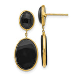 Load image into Gallery viewer, 14K Yellow Gold Onyx Oval Dangle Earrings