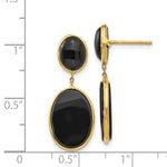 Load image into Gallery viewer, 14K Yellow Gold Onyx Oval Dangle Earrings