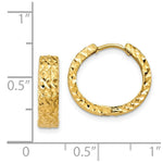 Load image into Gallery viewer, 14K Yellow Gold Diamond-cut Hinged Hoop Earrings