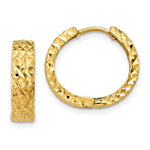 Load image into Gallery viewer, 14K Yellow Gold Diamond-cut Hinged Hoop Earrings
