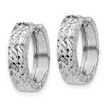 Load image into Gallery viewer, 14K White Gold Diamond-cut Hinged Hoop Earrings 4mm wide, size: 1/2"