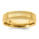 Load image into Gallery viewer, 14K Yellow Gold Comfort Fit Fancy Milgrain Satin Finish Wedding Band Ring