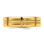 Load image into Gallery viewer, 14K Yellow Gold Standard Comfort Fit Cross Grooved Beveled Edge Fancy Wedding Band Ring