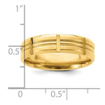 Load image into Gallery viewer, 14K Yellow Gold Standard Comfort Fit Cross Grooved Beveled Edge Fancy Wedding Band Ring