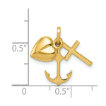 Load image into Gallery viewer, 14K Yellow Gold Heart Cross and Anchor Charm