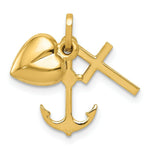 Load image into Gallery viewer, 14K Yellow Gold Heart Cross and Anchor Charm