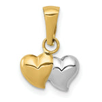 Load image into Gallery viewer, 14K Yellow Gold with Rhodium Polished Two Heart Pendant