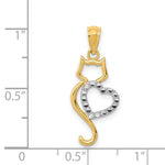 Load image into Gallery viewer, 14K Two-tone Gold Polished Cat w/Heart Pendant