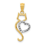 Load image into Gallery viewer, 14K Two-tone Gold Polished Cat w/Heart Pendant