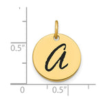Load image into Gallery viewer, 14K Yellow Gold Polished Letter A Black Epoxy Initial Disk Charm Pendant