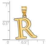 Load image into Gallery viewer, 14K Yellow Gold Polished Etched Letter R Initial Pendant
