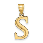 Load image into Gallery viewer, 14K Yellow Gold Polished Etched Letter S Initial Pendant