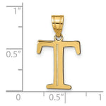 Load image into Gallery viewer, 14K Yellow Gold Polished Etched Letter T Initial Pendant
