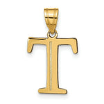 Load image into Gallery viewer, 14K Yellow Gold Polished Etched Letter T Initial Pendant