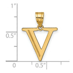 Load image into Gallery viewer, 14K Yellow Gold Polished Etched Letter V Initial Pendant